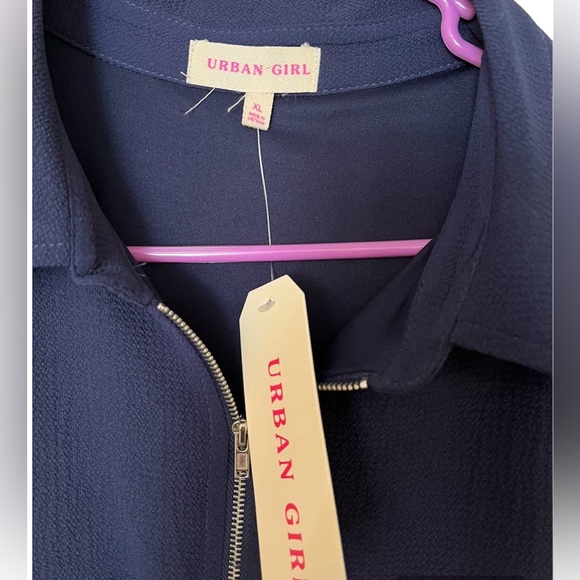 NWT! Urban Girl Blue Dress w/Zipper and Belt - Picture 4 of 4